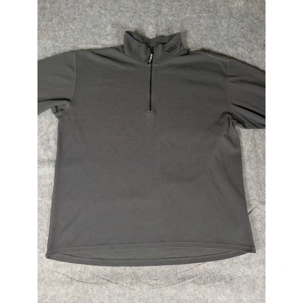 The North Face Mens Quarter Zip Pullover Charcoal Grey Fleece Mock Neck L/G 5151